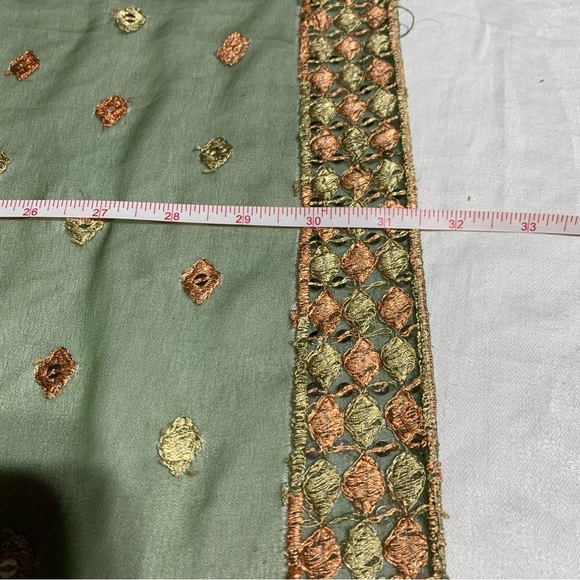 Set of 3 Vintage Embroidered Dupattas, Shades of Green with lots of bling, GUC - Picture 8 of 16